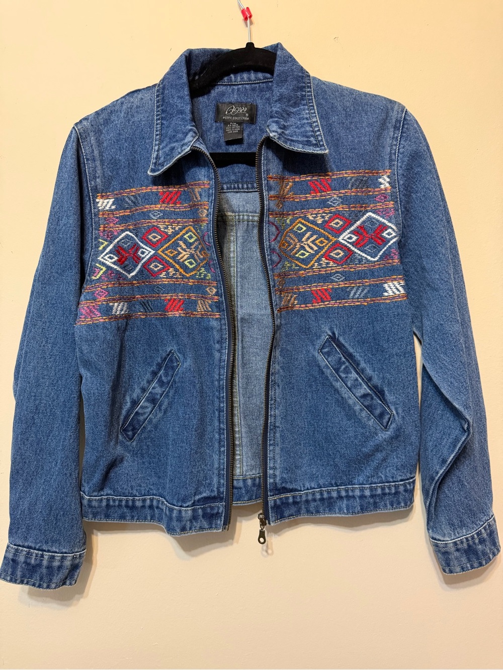 Vintage southwest Blue Embroidered Denim Jacket 2324